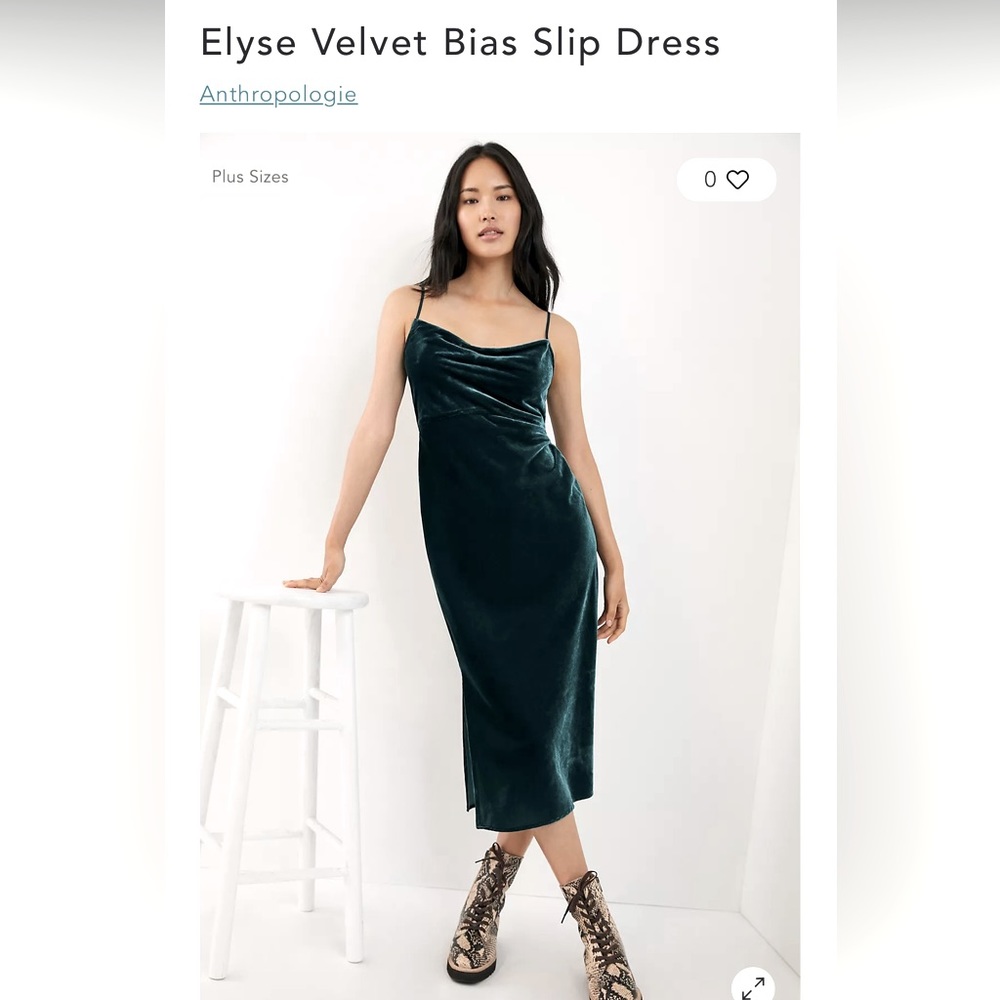 Anthropologie Elyse Velvet Bias Slip Dress